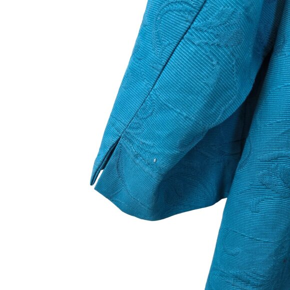 Chico's Floral Textured Hidden Button Swing Coat Size Chico's 3P/16 Petite - Picture 8 of 9